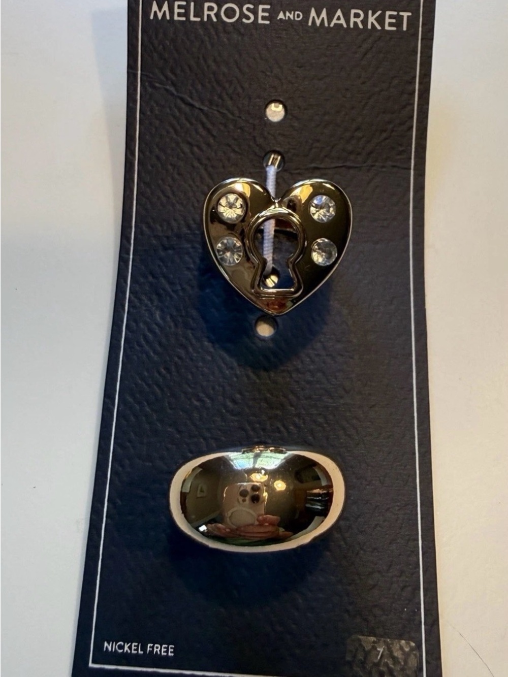 Melrose and Market Gold Heart Keyhole Ring Set with Crystal Accents